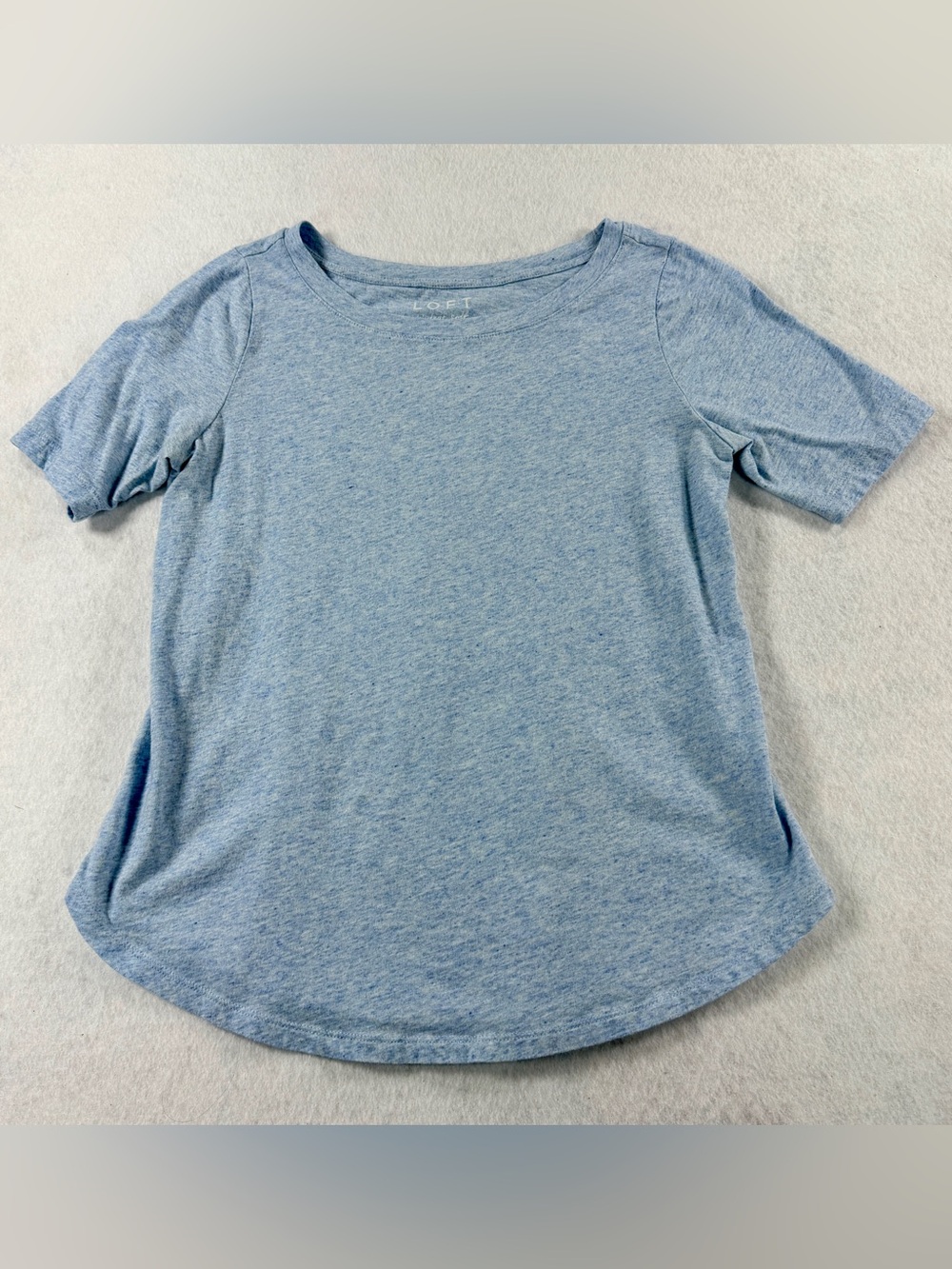 LOFT Vintage Soft Heather Blue Cotton Crew Neck Tee Small Relaxed